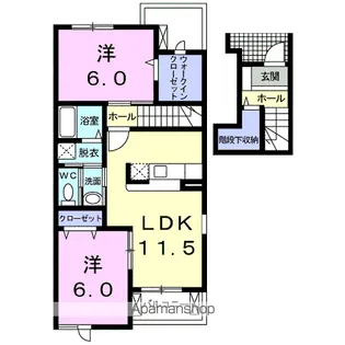 グラシュー・メゾンB【2階】の間取り