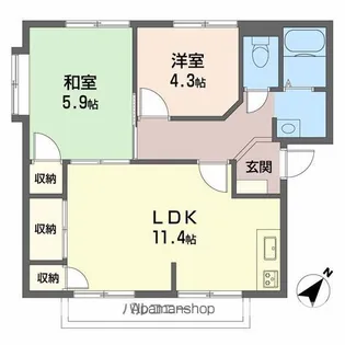 2LDKの間取り画像