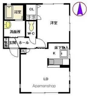 熊本県宇城市松橋町曲野【アパート】の間取り