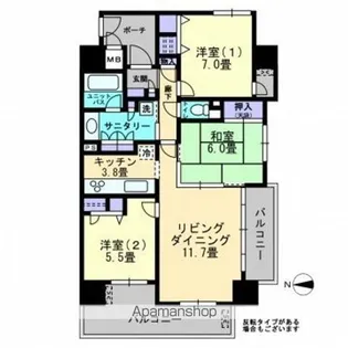 アルファステイツ市駅前【905号室】の間取り