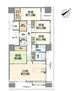 MJRザ千早【19階】の間取り