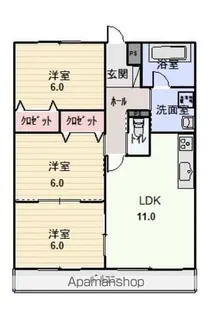 竹屋台ハウス3【303号室】の間取り