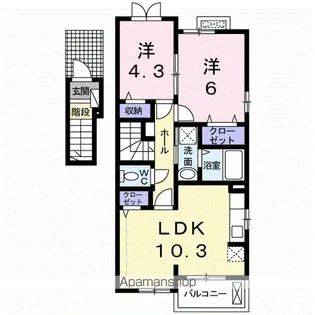 ゆうえんハイツ【2階】の間取り