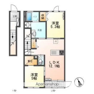ドリームⅡ【201号室】の間取り