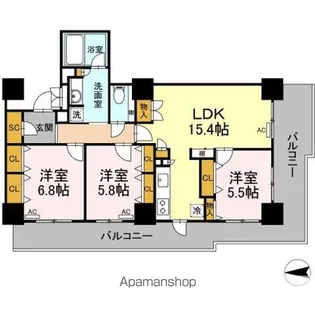 D’グラフォート盛岡駅前タワーズ コテージ【14階】の間取り