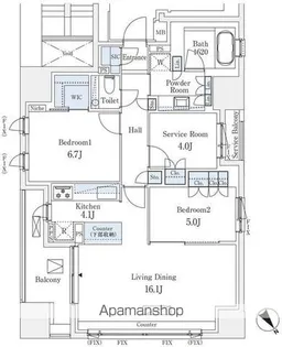 グランスイート千代田麹町【13階】の間取り
