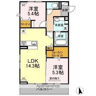 アンソレイエ トモ【3階】の間取り