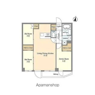 2SLDKの間取り画像