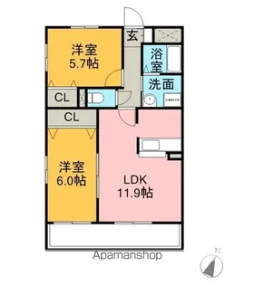 プリミエール山敷【101号室】の間取り