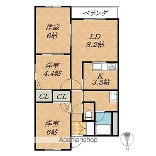 サン・グレースすずらん【3階】の間取り