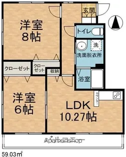 ヴィラージュ山辺【B302号室】の間取り