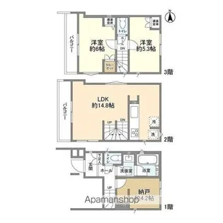 神奈川県川崎市中原区井田1丁目【一戸建】の間取り