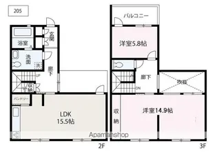 鈴森VILLAGE【205号室】の間取り