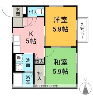 ディアス松美【101号室】の間取り