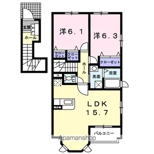 マ−ベラス新知台 B棟【2階】の間取り