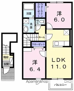 セゾン ジェルメ Ⅱ【2階】の間取り