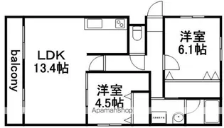 パームヒルズ本郷【206号室】の間取り