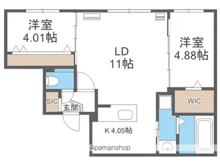 RD GRACE新札幌(アールディーグレイスシンサッポロ) 仮)【1階】の間取り