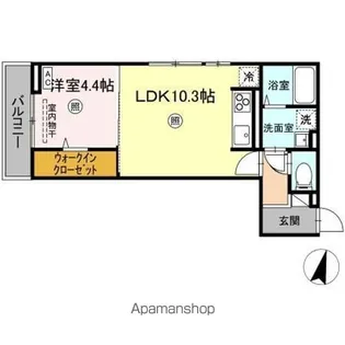 DーRESIDENCE明治中央【206号室】の間取り