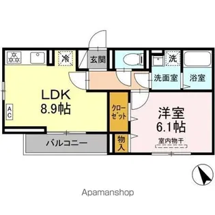 DーPAINA東長沼【3階】の間取り