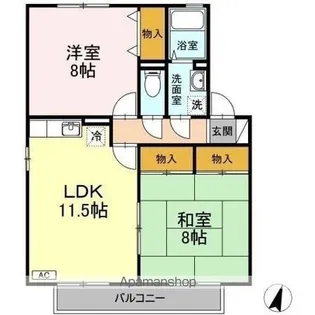 セジュール友清D棟【2階】の間取り