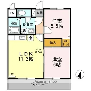 マリベール善通寺【2階】の間取り