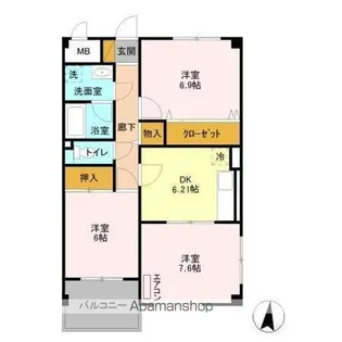 カーサヴィオレッタ A【1階】の間取り