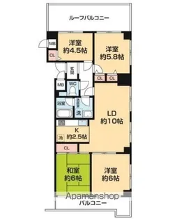 コスモ磯子パークサイド【6階】の間取り