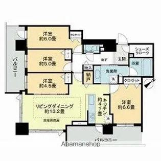 ザ・ライオンズ琴似駅前ディアレジェンド【13階】の間取り