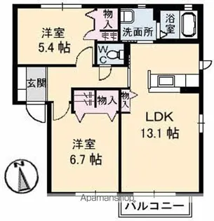 ハピネス A棟【1階】の間取り