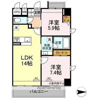 セブンリリー矢巾【7階】の間取り