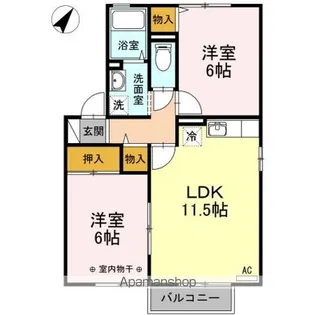 コーポタナカ AB【2階】の間取り