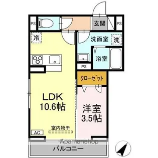 DーRESIDENCE多治米東N【3階】の間取り