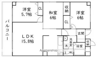 ライフ第5マンション大平台【1階】の間取り