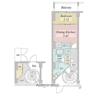 プライムアーバン目黒三田【1階】の間取り