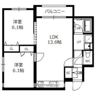 クレストパレス菊水【2階】の間取り