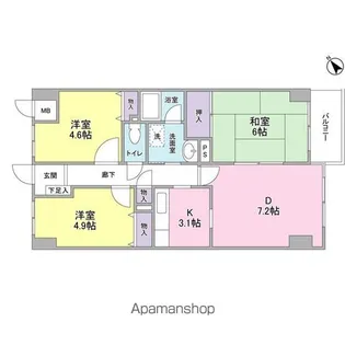グリシーヌ宮前平【2階】の間取り
