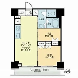 ザ・ライオンズフォーシア鶴見【9階】の間取り