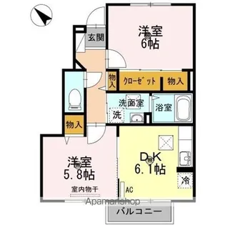メゾン・ド・ソウェル B棟【1階】の間取り