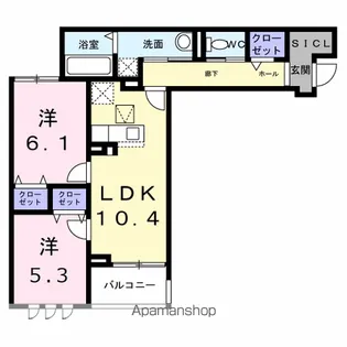 グランリヴェール建石町【1階】の間取り