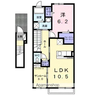 コートヴィレッジ かすみ【2階】の間取り