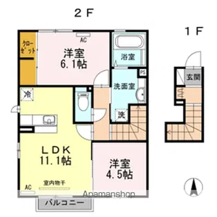 リバーサイド 駅東【2階】の間取り