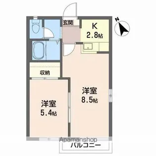 ファミール北日詰A【2階】の間取り