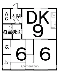 西14北4アパート【西号室】の間取り