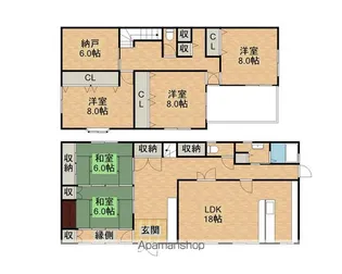 大阪府岸和田市箕土路町1丁目【一戸建】の間取り