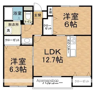 ヴィラ・クレアーレ【1階】の間取り