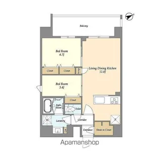 グランカーサ町屋Ⅱ【9階】の間取り