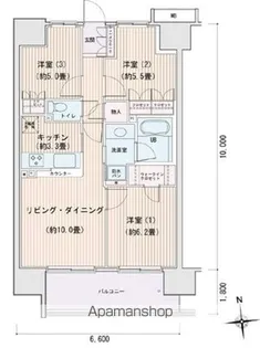 エスティメゾン豊洲レジデンスB【5階】の間取り