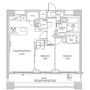 ザ・パークハビオ目黒プレイス【7階】の間取り