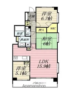 クィーンシティ小田原【5階】の間取り